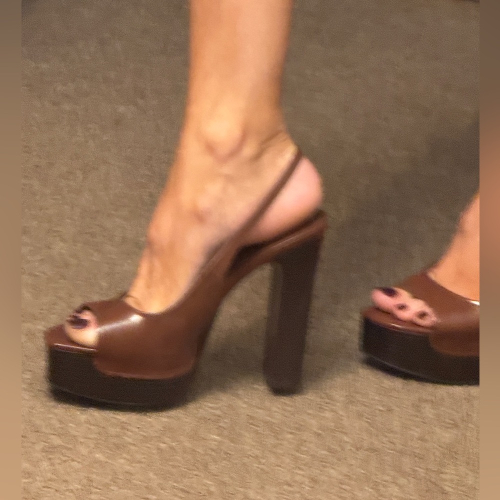 Zara brown sling back platform heel - Picture 10 of 11
